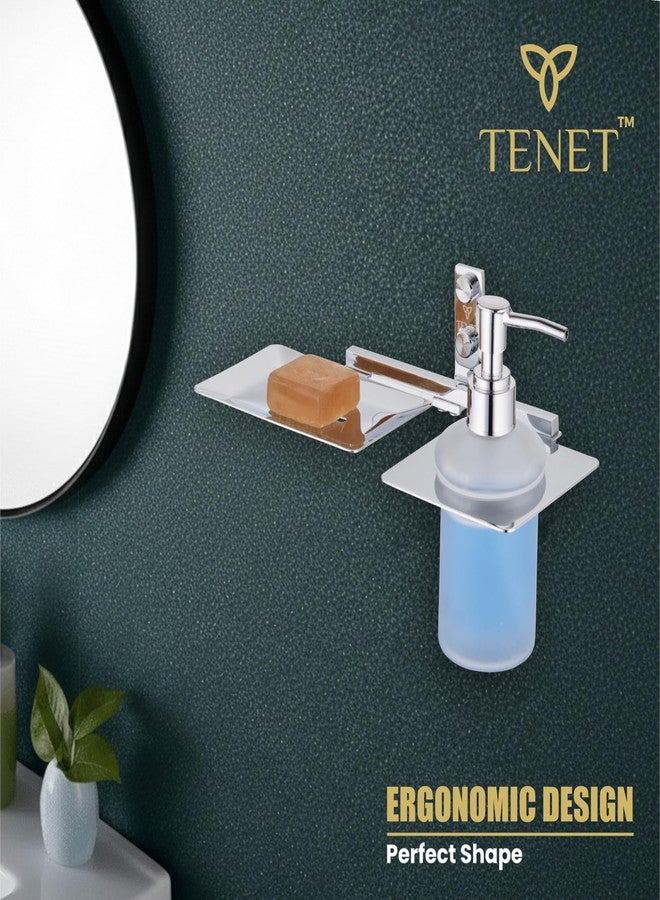 TENET Wall Mounted Soap Dish with Liquid Soap Dispenser | Stainless Steel Soap Tray with Pump Bottle Holder | 2 in 1 Bathroom Accessories Set (Chrome) | 1 Year Warranty - Image 5